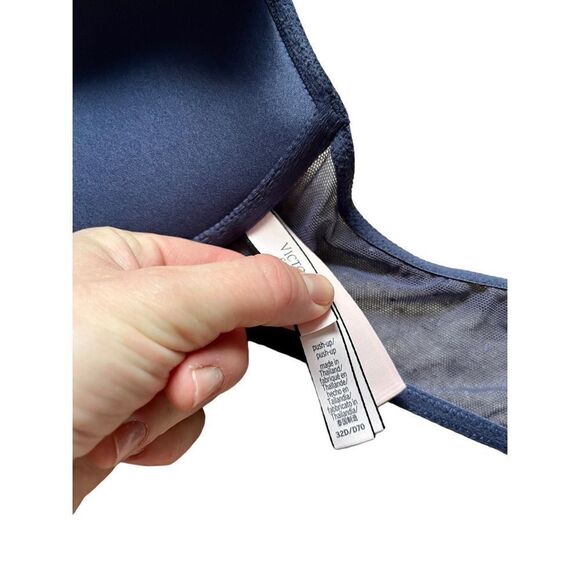 VICTORIA'S SECRET Favorite Push-up Bra Racer back Mesh Floral Lace 32D Purple  F - Picture 10 of 13